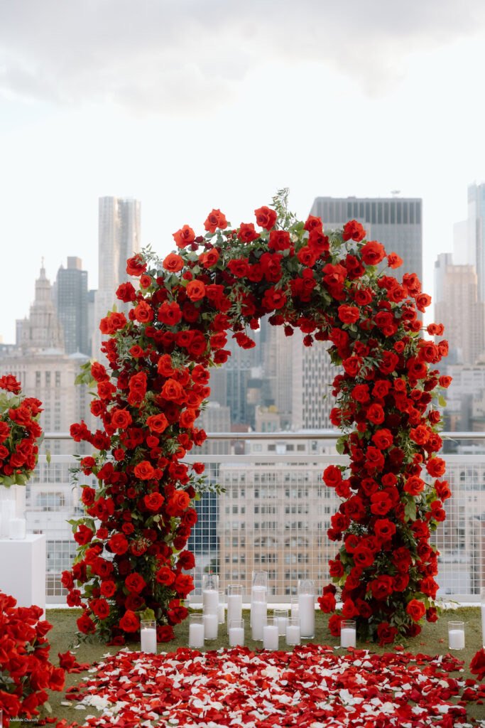 Rooftop red rose arch proposal inspiration