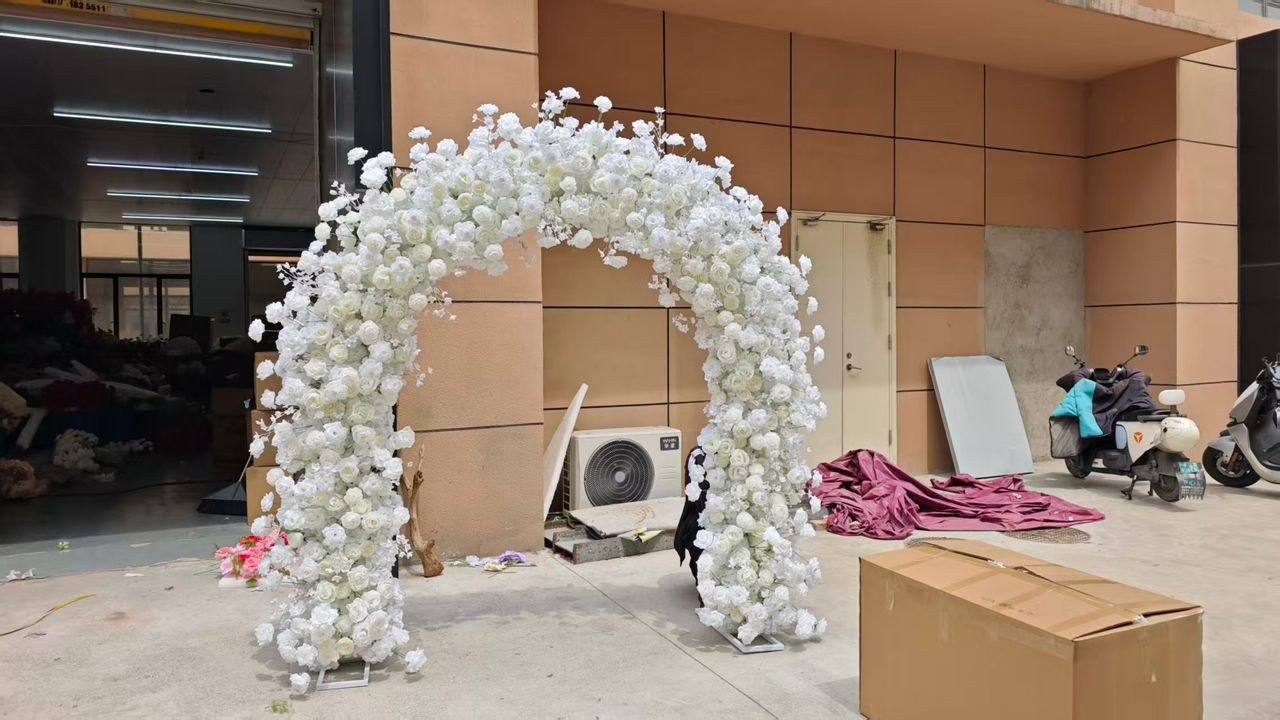 White floral wedding arch styling