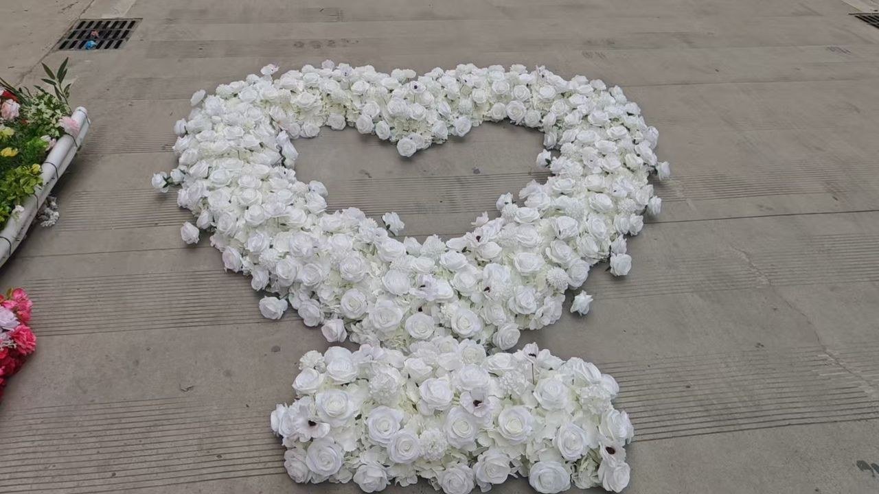 White heart arch wedding decor