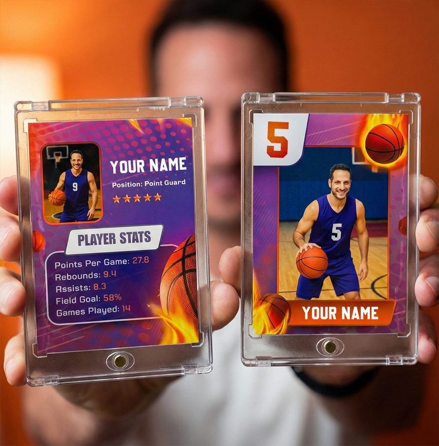 Custom trading card style AI photo concept