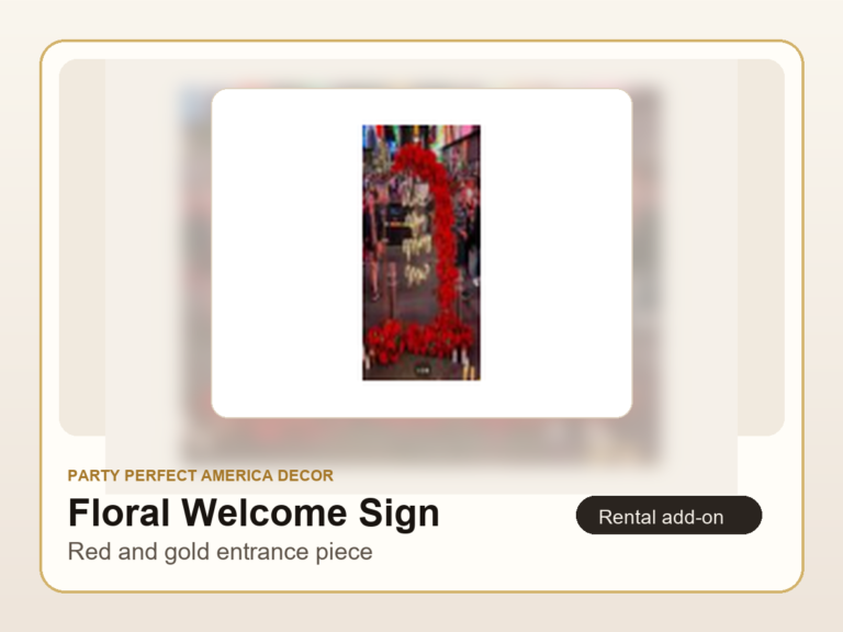 Red & Gold Floral Welcome Sign