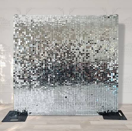 Silver glitter shimmer wall backdrop