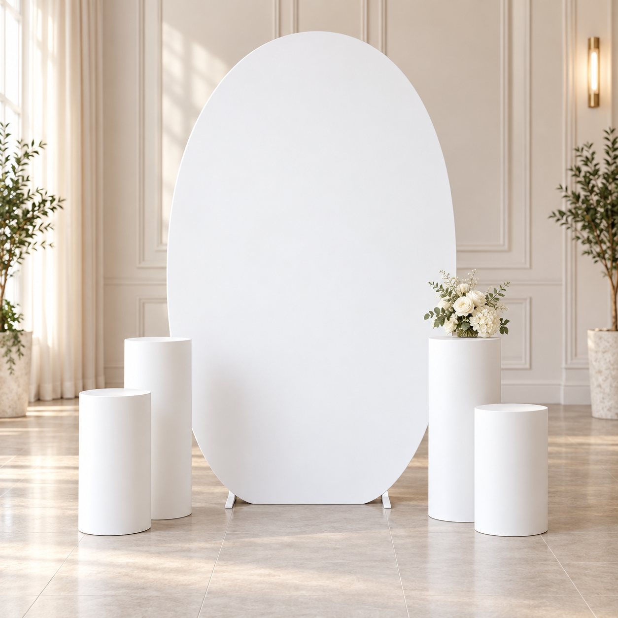 White Backdrop With 4 Plinths