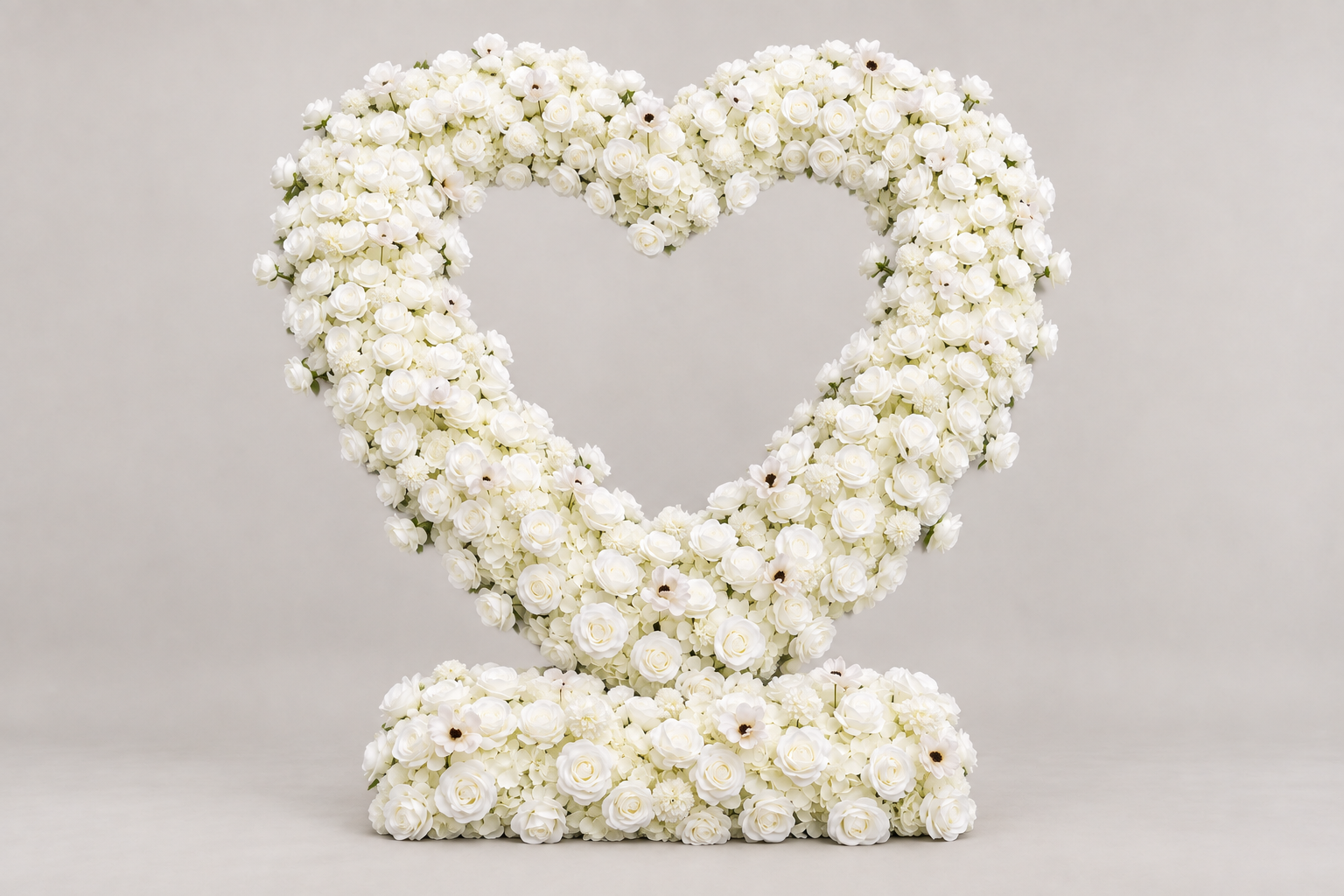 White heart arch wedding decor